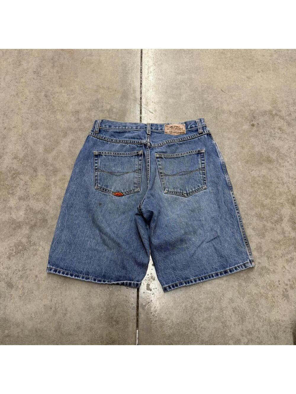 vintage quiksilver faded blue relaxed baggy fit jeans shorts jorts size 31